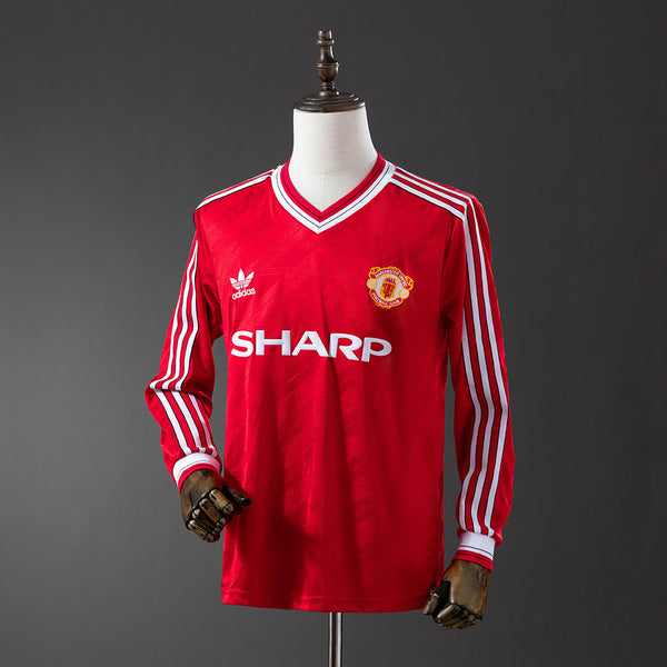 Man United Jersey 1986-88 Home Retro Kit Long Sleeves