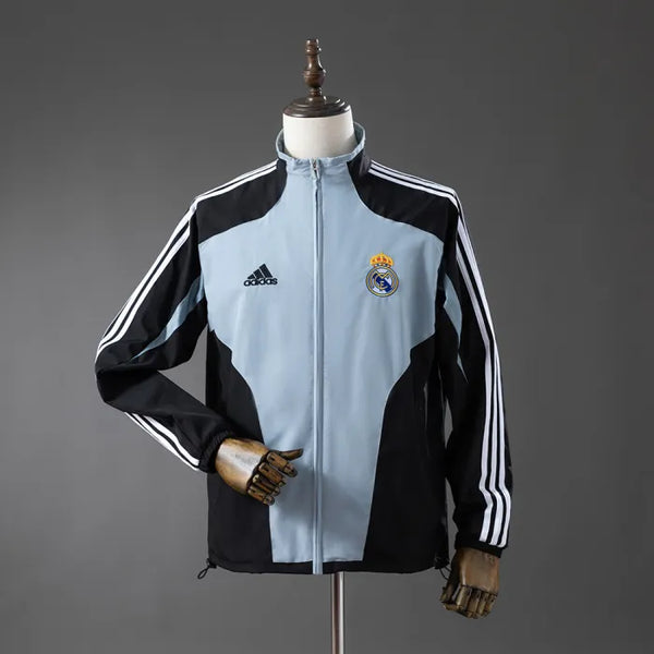 Real Madrid Windbreaker 2004-05 Football Jacket Black Grey - PalmSportss