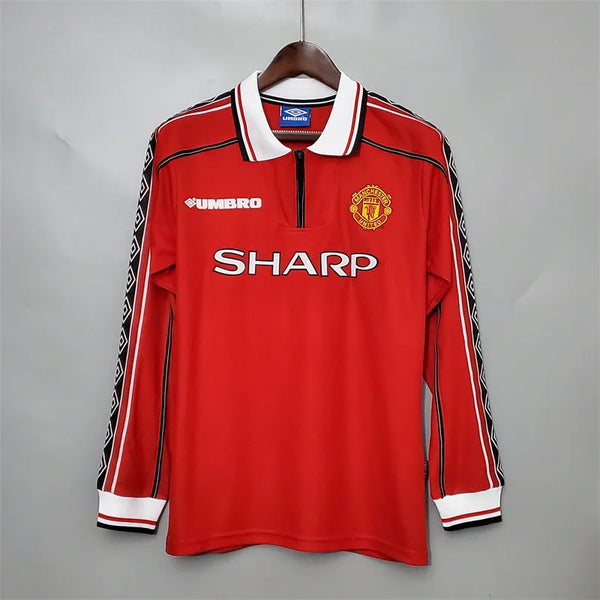 Manchester United Jersey Home Kit 1998/99 Retro Long Sleeves Football Team Soccer Shirt