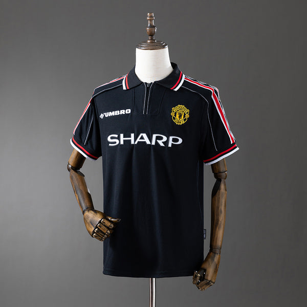 Man United Jersey 1998-99 Home Black Retro Football Kit