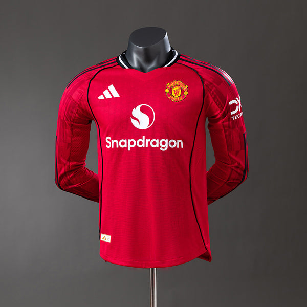 Man United Jersey 25/26 Home Football Kit Long Sleeves Player Version