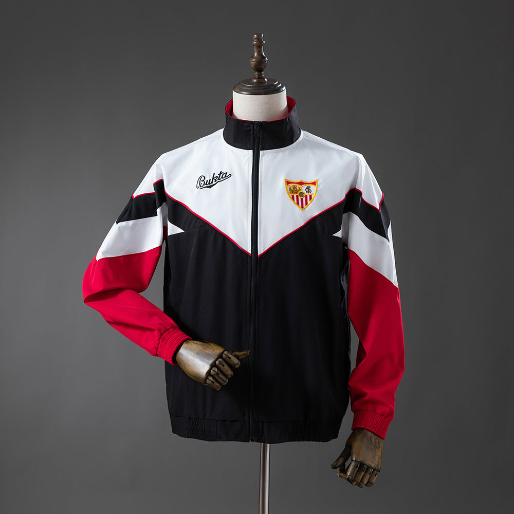 Sevilla Windbreaker 1992-93 Black White Football Jacket