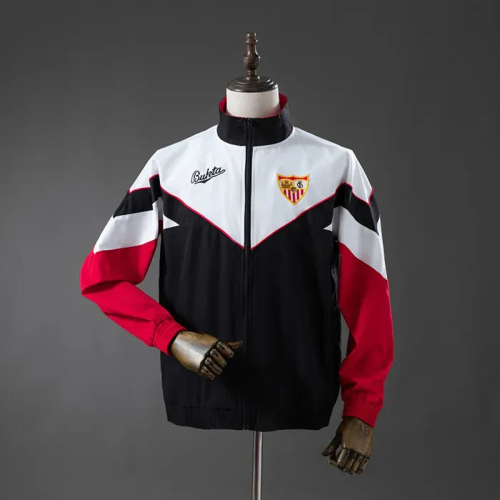 Sevilla Windbreaker 1992-93 Black White Football Jacket - PalmSportss