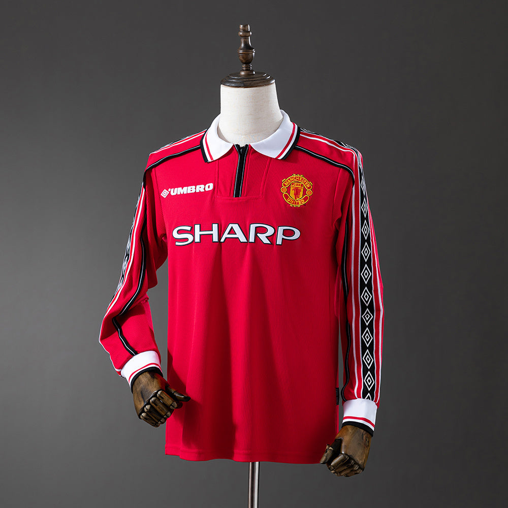 Man United Jersey1998-99 Home Retro Football Kit Long Sleeves