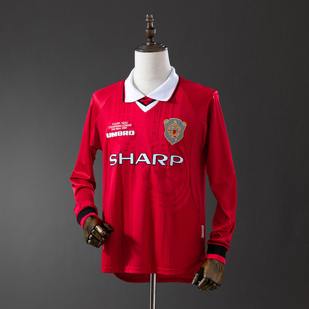 Man United Jersey 1999-00 Home Retro Kit Long Sleeves