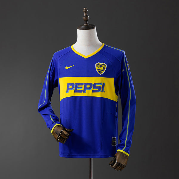 Boca Juniors Jersey 2003-04 Home Retro Football Kit Long Sleeves