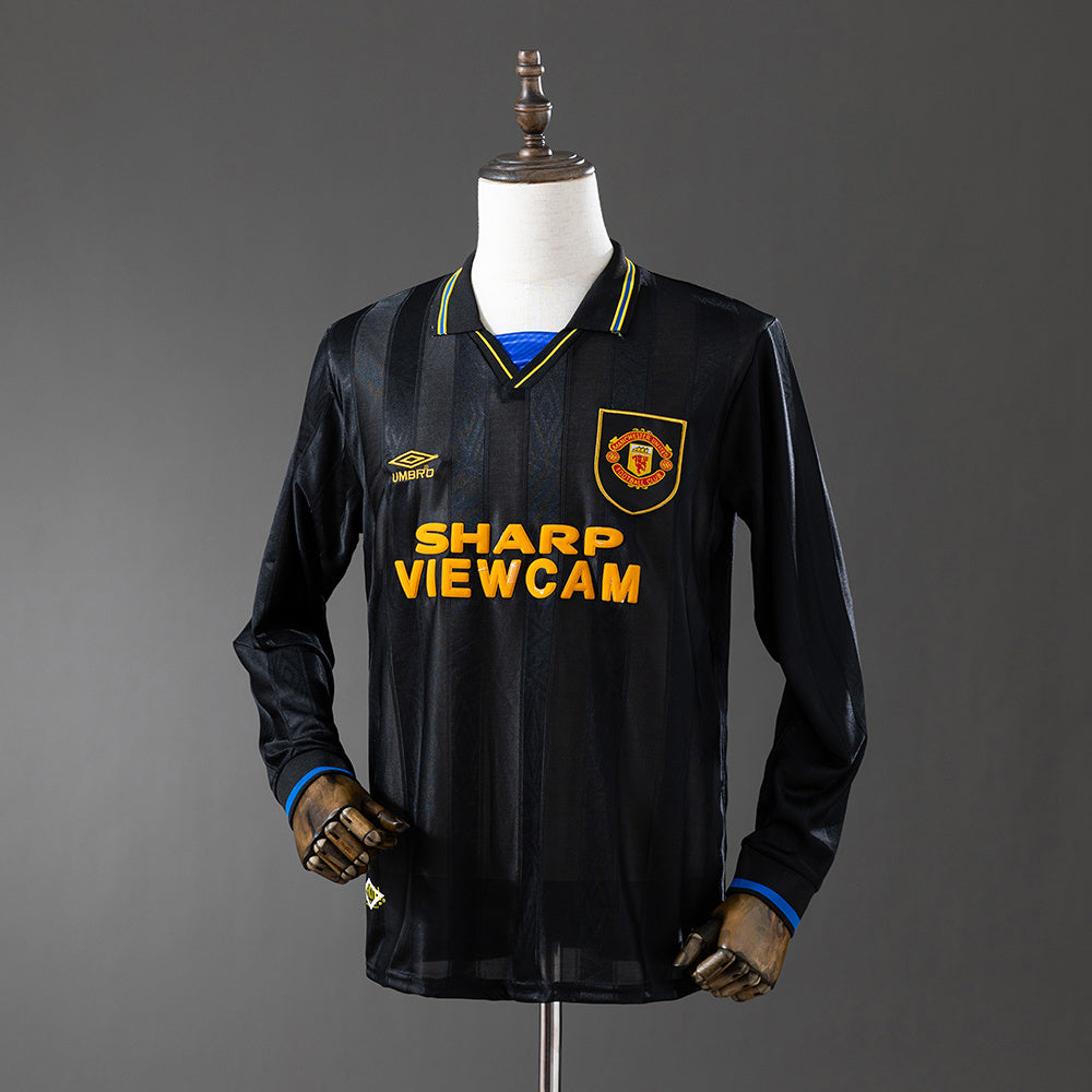 Man United Jersey 1993-95 Away Retro Football Kit Long Sleeves