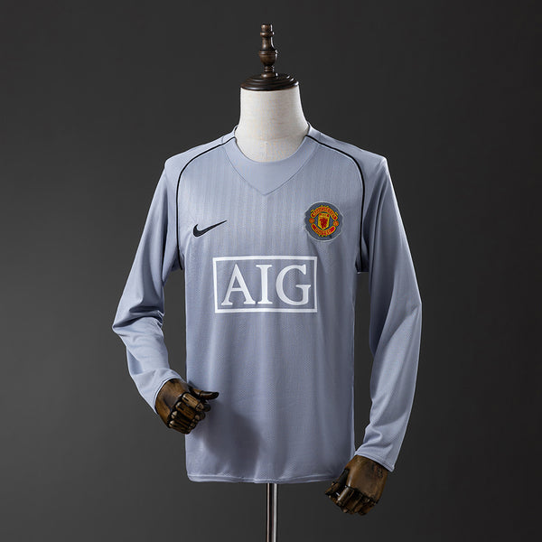 Man United Jersey 2007/08 Grey Goalkeepe Retro Kit Long Sleeve