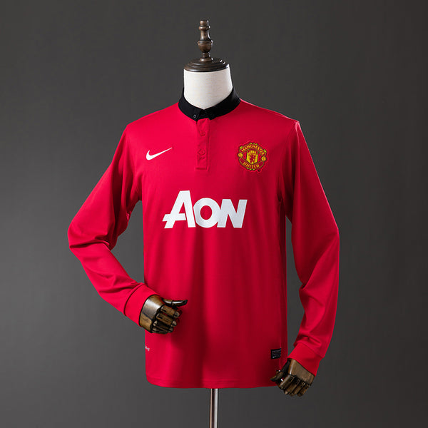 Man United Jersey 2013-14 Home Retro Football Kit Long Sleeves
