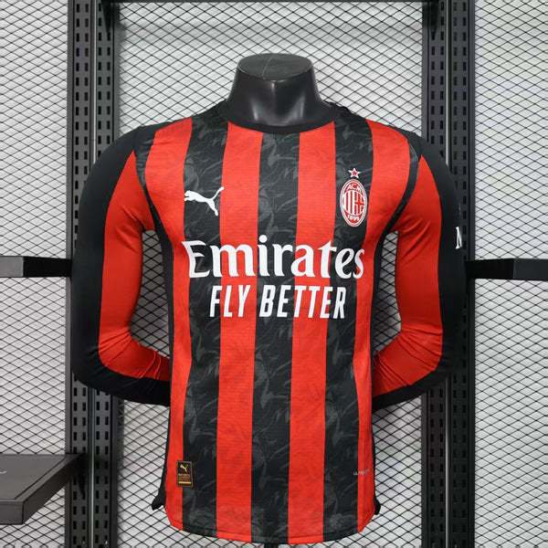 Player Version AC Milan Jersey 25/26 Home Long Sleeves Football Kit Soccer Jersey