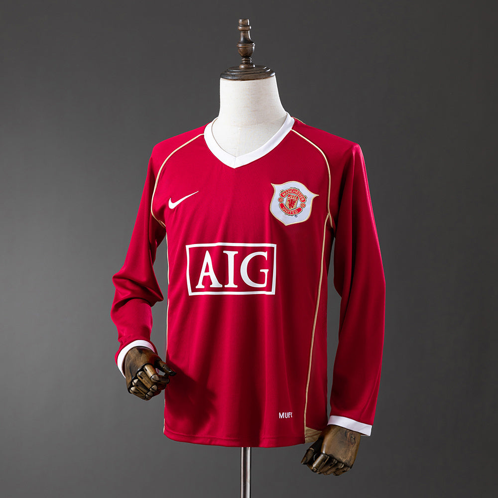 Man United Jersey 2006/07 Home Retro Football Kit Long Sleeves