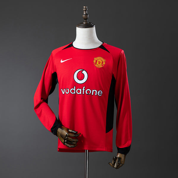 Man United Jersey 2002-04 Home Retro Football Kit Long Sleeves