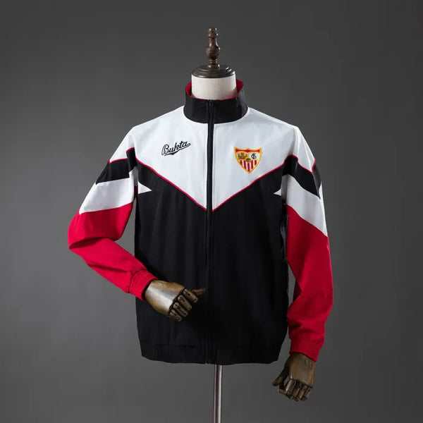 Sevilla Windbreaker 1992-93 Black White Football Jacket - PalmSportss
