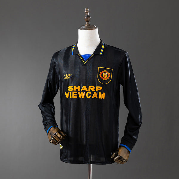 Man United Jersey 1993-95 Away Retro Football Kit Long Sleeves