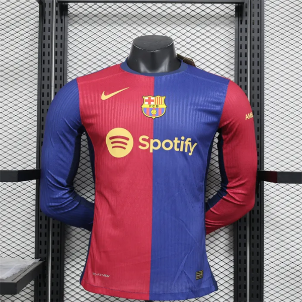 Player Version Barcelona Home Jersey 24/25 Football Kit Long Sleeves