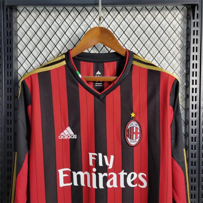 AC Milan Jersey Home Kit 2013 2014 Retro Long Sleeves