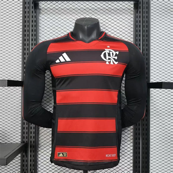 player version flamengo home jersey 25/26 long sleeves football kit soccer jersey